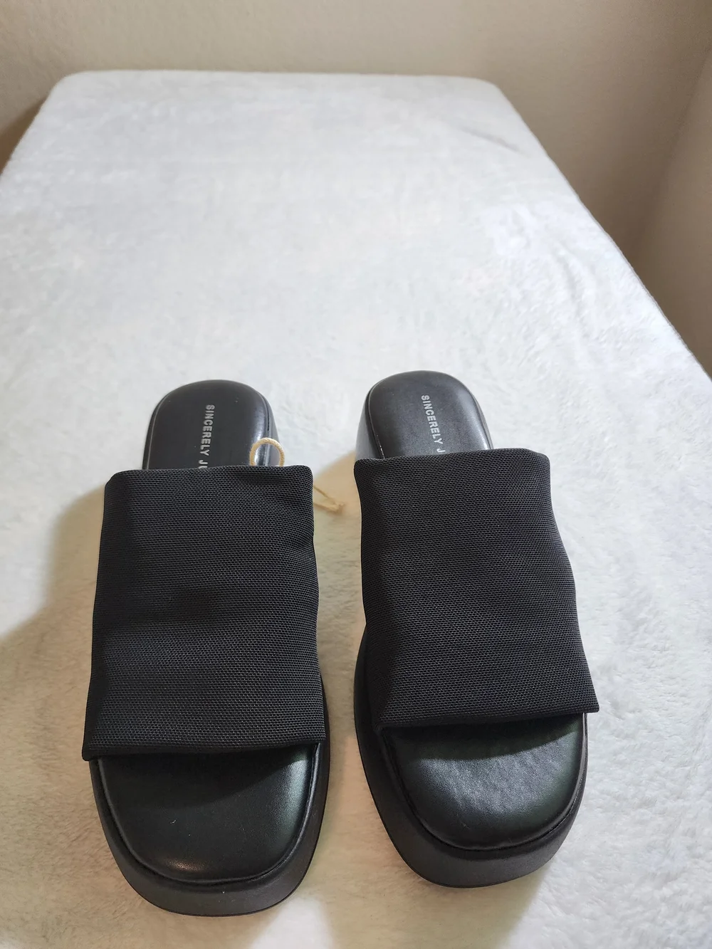 Sincerely Jules Happy Platform Slide Sandals Black Size 9 Y2K Chunky NWOT